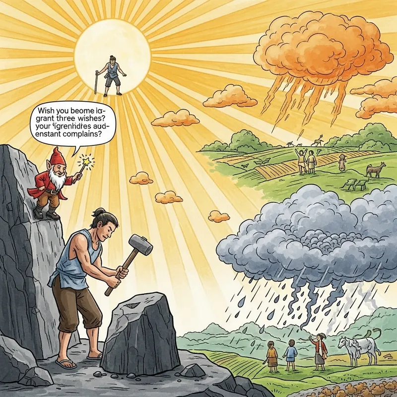 Ancient Chinese Fable: The Quarry Worker and Three Wishes with a Magical Twist