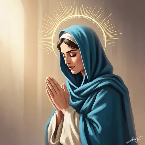 Serene Middle-Eastern Woman in Prayer - Religious Art Painting