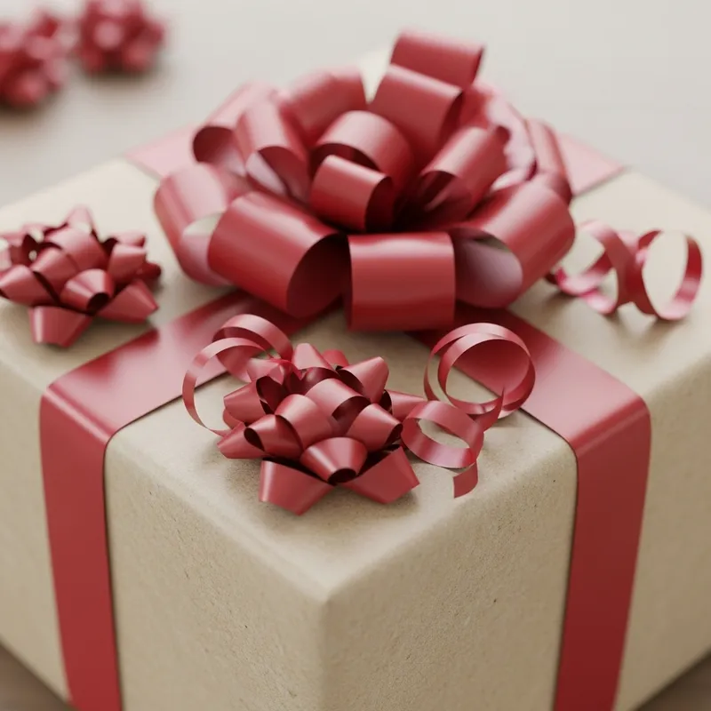 Beautifully Wrapped Present with Elegant Ribbons and Bows