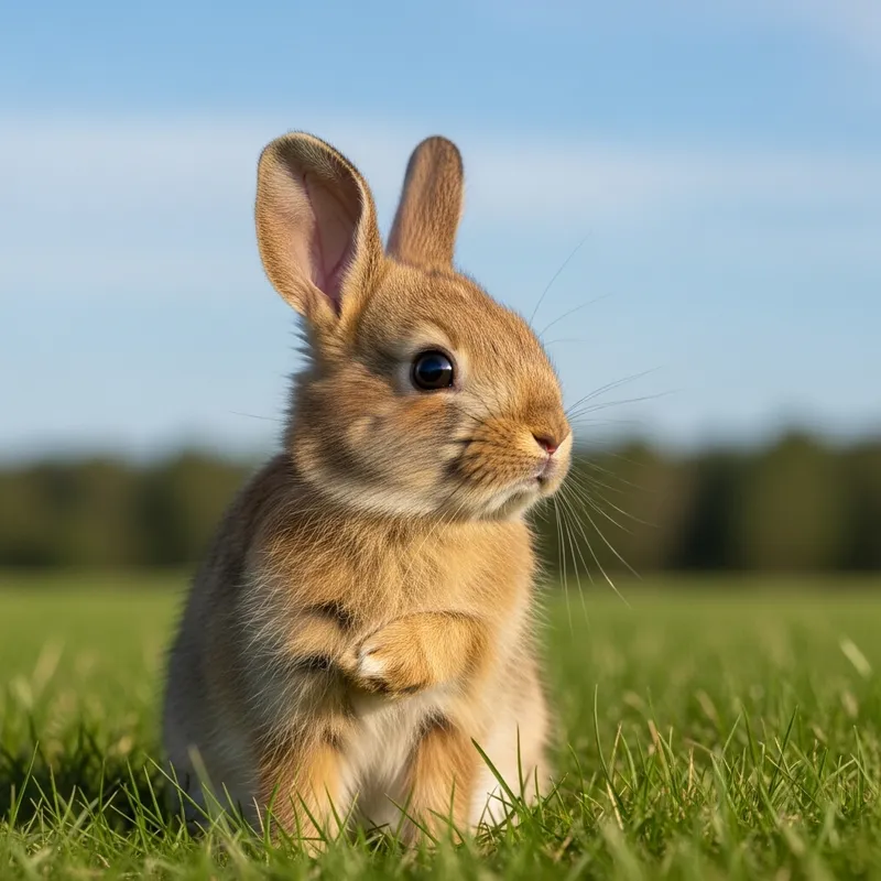 Sweet Baby Bunny in Tranquil Field | Cute Brown Rabbit
