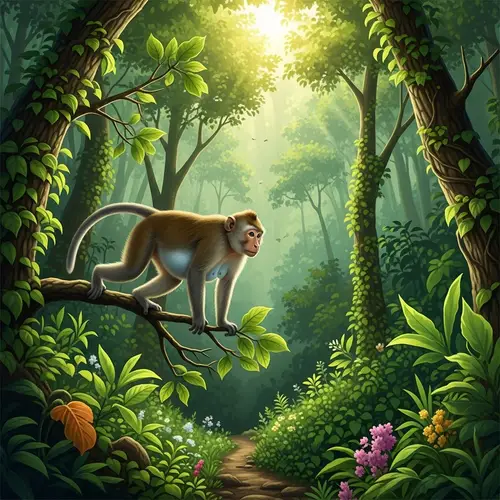 Dynamic Forest Scene with Swing Monkey - Tropical Rainforest