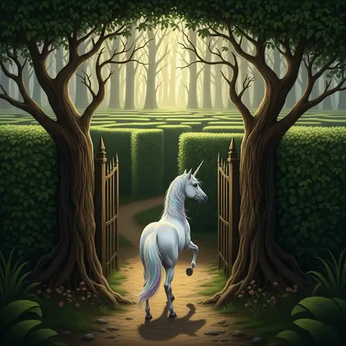 Enigmatic Forest Maze with Sparkle the White Unicorn