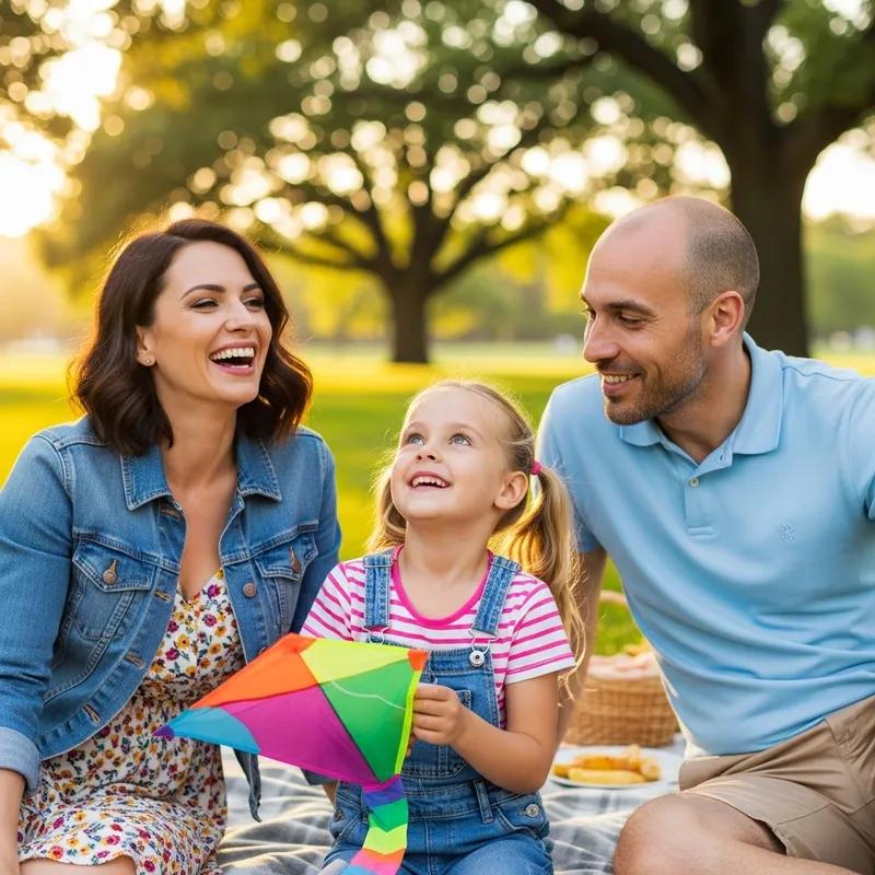 Happy Family: Mom, Dad, and Daughter Together