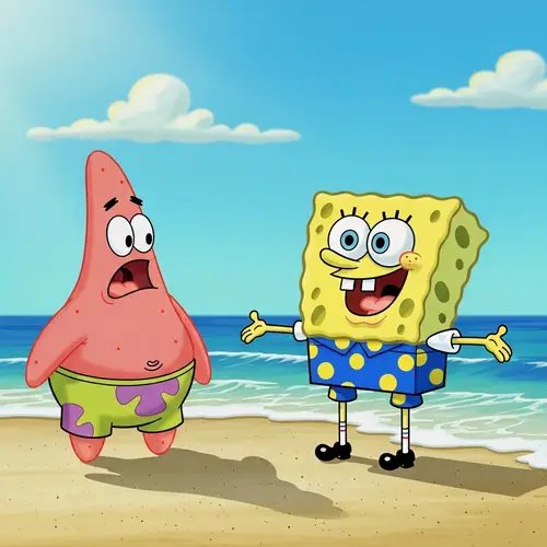SpongeBob and Patrick Fun at the Beach