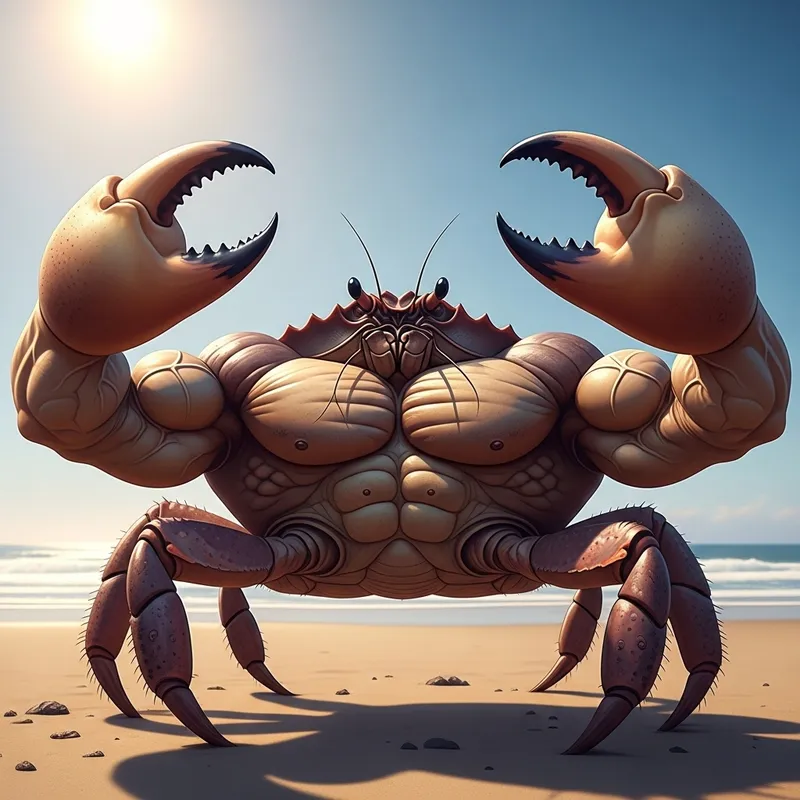 Muscular Steroid-Enhanced Crab - Powerful and Humorous