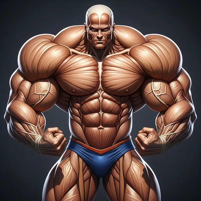 Visually Striking Superhuman With Massive Muscles - Exemplifying Power