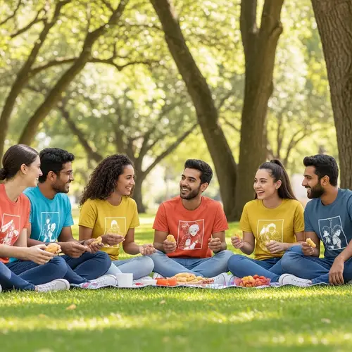Happy Young Anime Fans Sharing Stories Outdoors