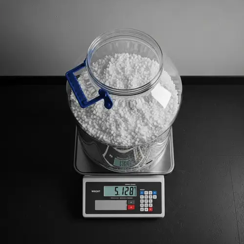 Hyper-Realistic Scale with Transparent Container and Crystalline Substance