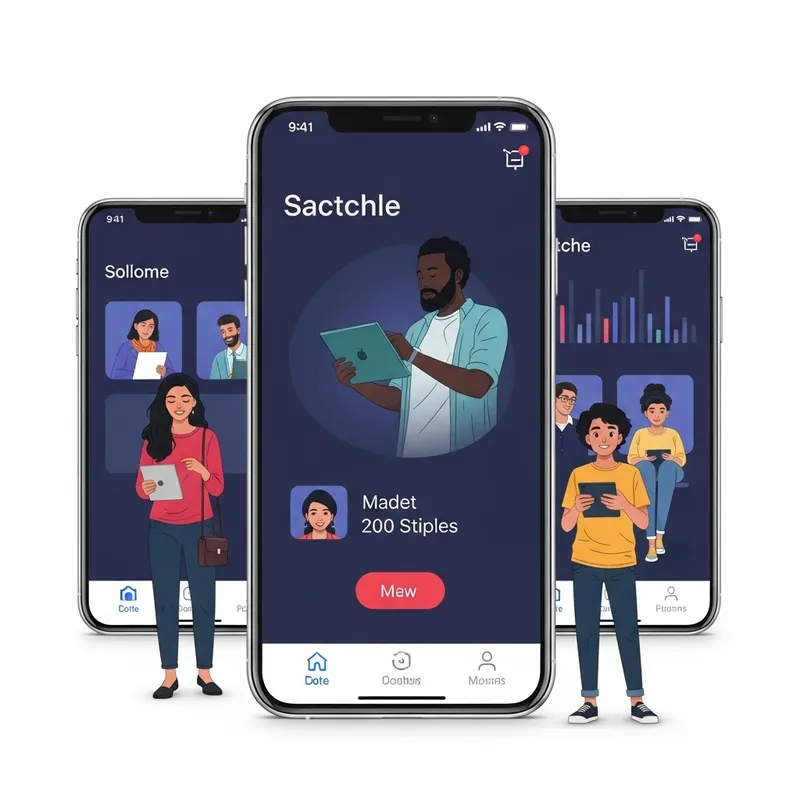 Modern Mobile App Interface with Diverse User Interaction | App Design Inspo