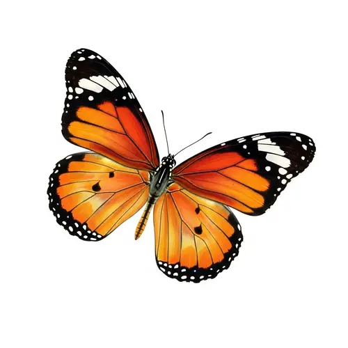 Stunning Orange Butterfly - Intricate Black and White Patterns