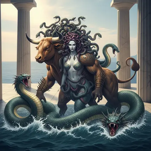Mighty Minotaur, Medusa, & Hydra: A Mythical Fusion