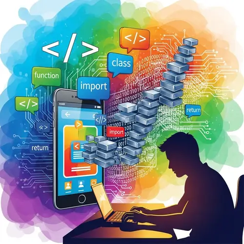 Mobile Application Development in Colorful Vector Art