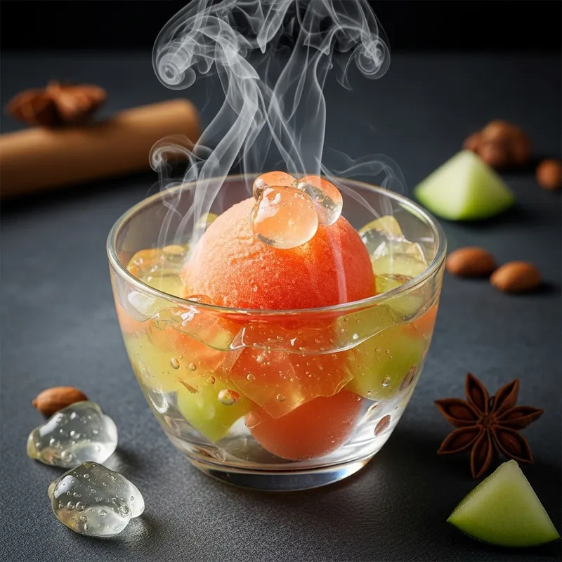 Enchanting Futuristic Cucamelon Sorbet with Gels and Steam