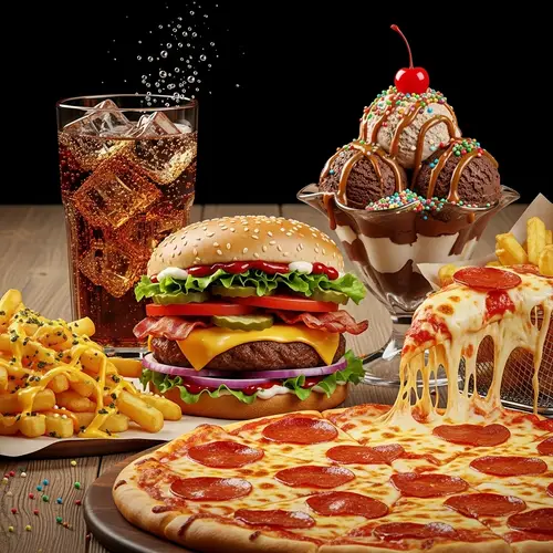 Decadent Unhealthy Food Collection - Tempting Feast Imagery