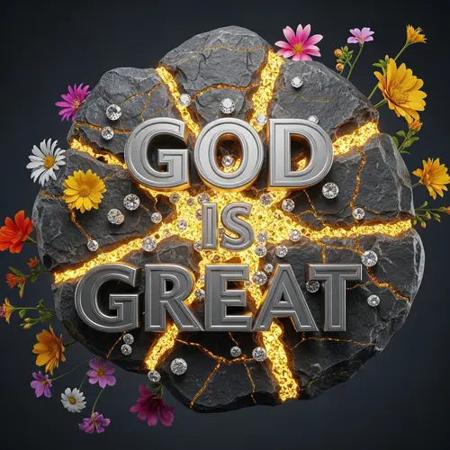 Hyper-Realistic 3D Stone Engraving: GOD IS GREAT
