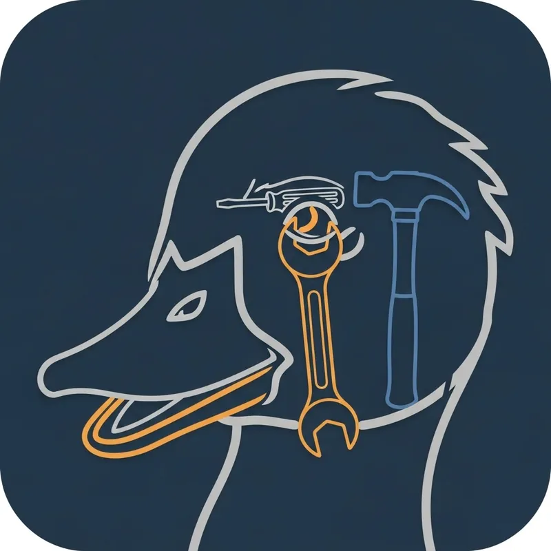 Abstract Toolduck App Icon Design with Tool Elements