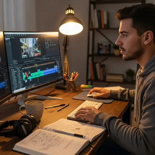Young Hispanic Man Editing Video | Creative Workspace