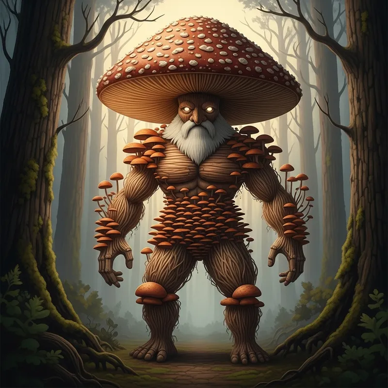 Mushroom deity in magical forest