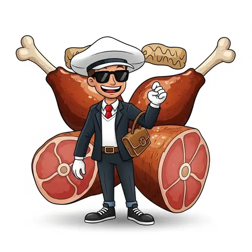 Cartoon Ham Legs Forming X | Fun & Whimsical Illustration