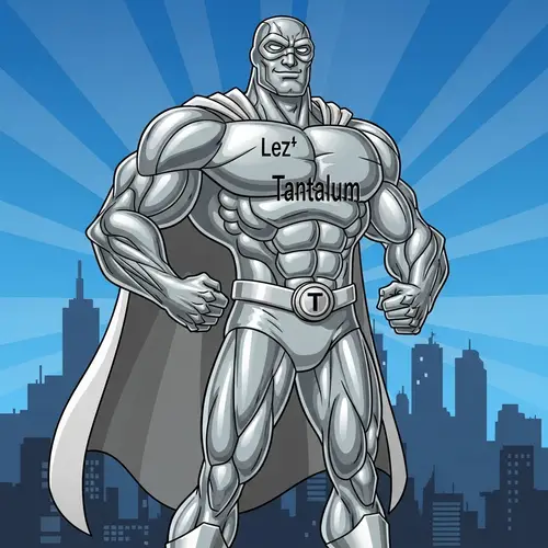 Tantalum Superhero: Metallic Cartoon Character with Superpowers