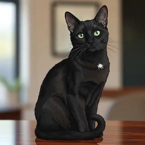 Graceful and Curious Cat with Sleek Fur - Mesmerizing Illustration
