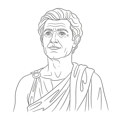 Philosopher Seneca | Roman Man Line Drawing