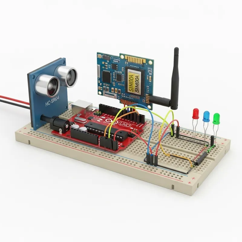 Arduino Proximity Detection System with SMS Alert & Ultrasonic Distance Sensor