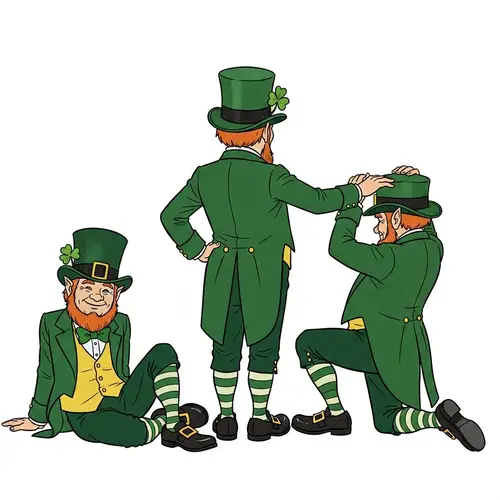 Lively Old Leprechaun Silhouettes in Fun Scene