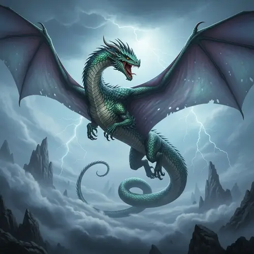 Legless Dragon with Large Wings - Mythical Serpent-like Creature