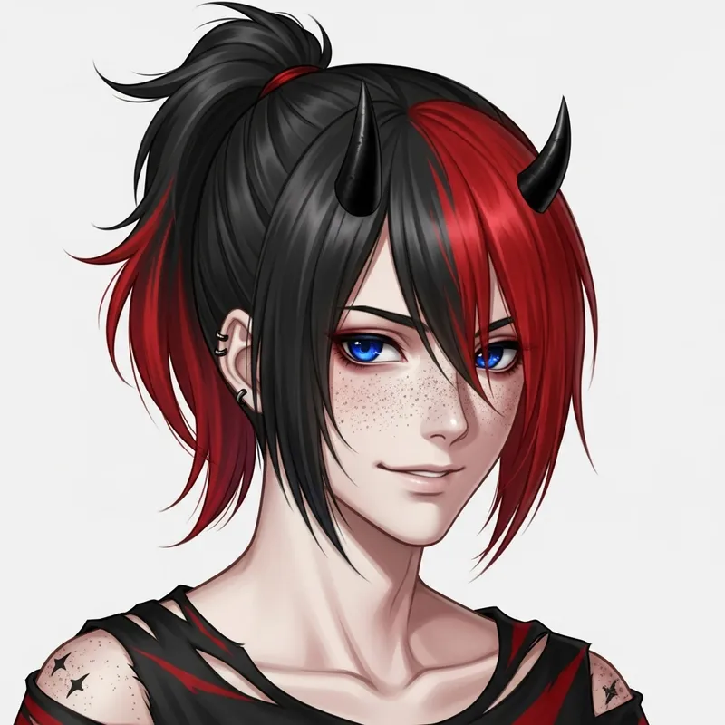 Mischievous Anime Boy with Sparkling Blue Eyes