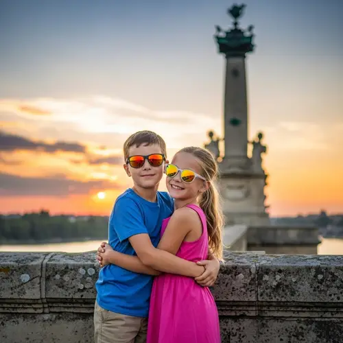 Boy and Girl Embracing on Bridge - Romantic Scene