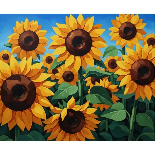 Vibrant Sunflower Field in Abstract Style