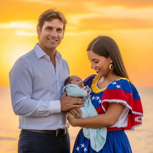 Uruguayan Man, Venezuelan Woman & Baby | Family Portrait at Sunset