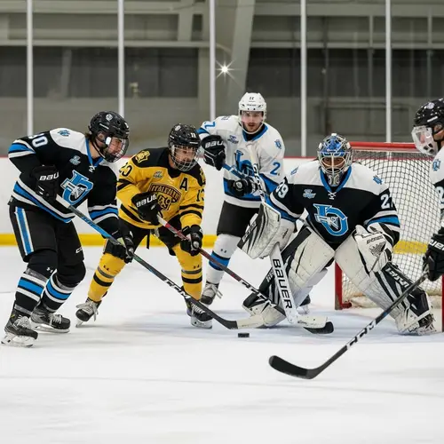 Thrilling College Hockey Match in Sports and Action Photography