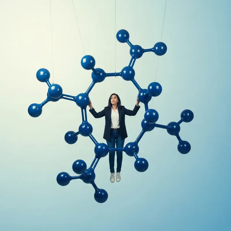 Middle-Eastern Woman in Serotonin Molecule - A Captivating Image Middle-Eastern Woman in Serotonin Molecule - A Captivating Image