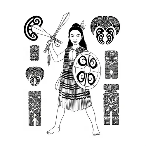Young Maori Girl Warrior: Bold & Resilient | Traditional Art