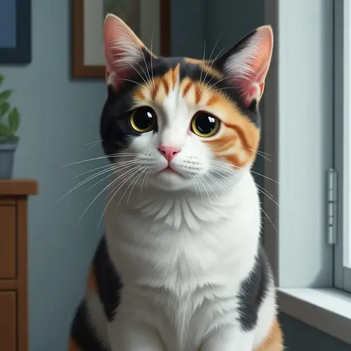 Sad Domestic Cat: Expressive Melancholic Eyes