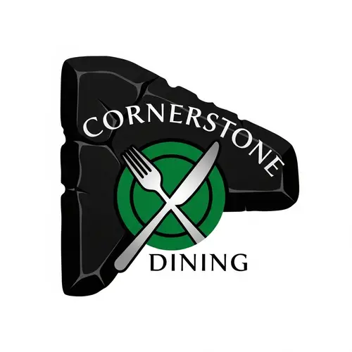 Cornerstone Dining Logo: Black, Green, Silver