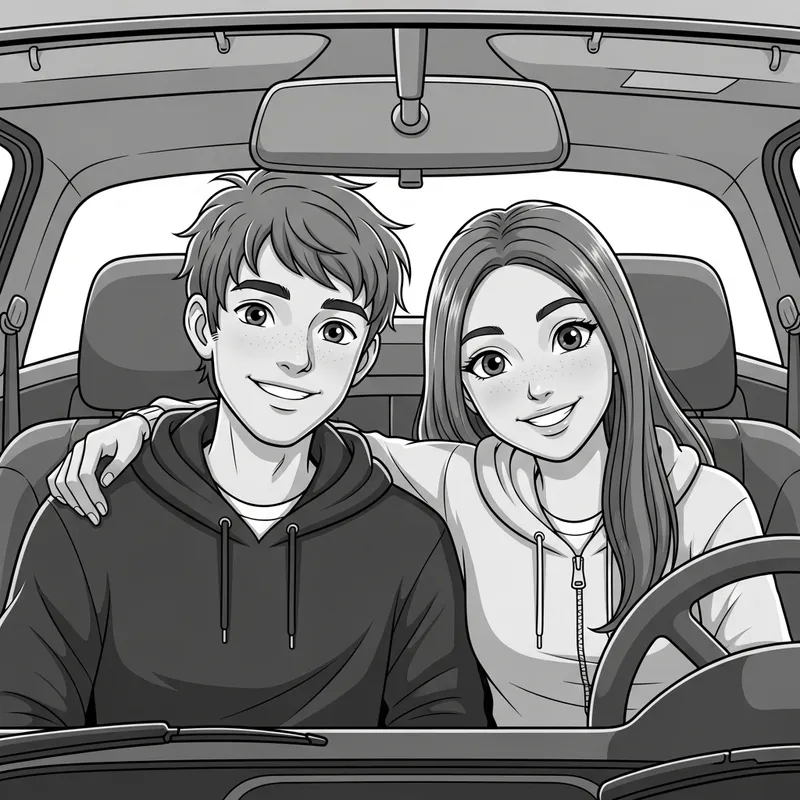 Charming 20th Century Style Poster of a Boy and Girl