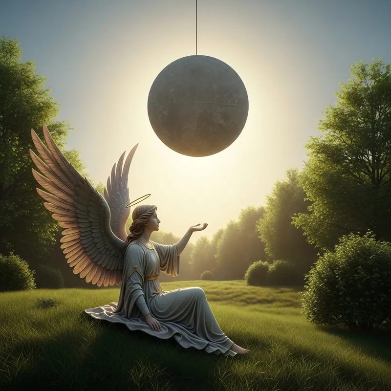 Celestial Angel in Forest Field Reaching for the Sun