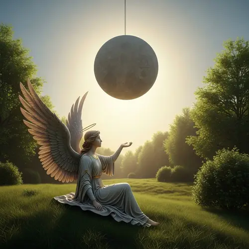 Tranquil Celestial Angel in Lush Green Forest Field