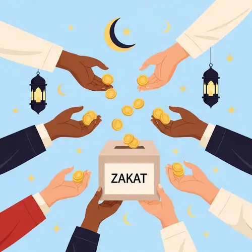 Ramadan Zakat Charity: Islamic Giving Tradition Clipart