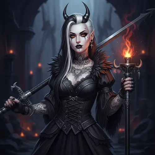 Gothic Fantasy Art: Striking Female Character with Unique Look