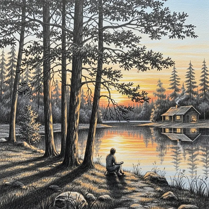 Tranquil Outdoor Pencil Art: Capturing Nature's Beauty in Detail