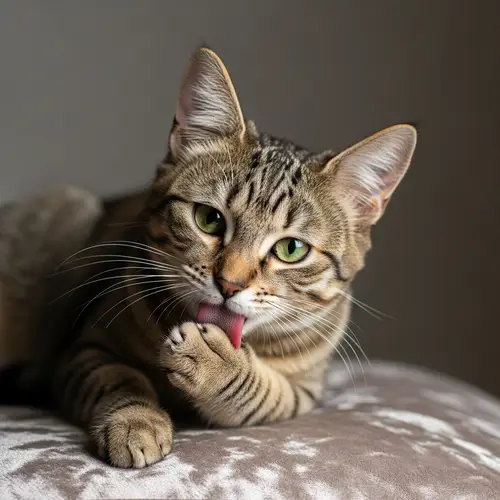 Adorable Domestic Cat with Emerald Eyes on Plush Velvet Cushion
