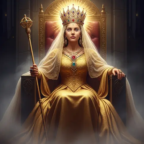 Radiant Woman in New Jerusalem | Golden Gown & Divine Aura
