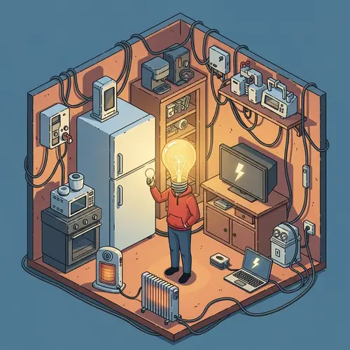 Person with Electrical Energy in Room of Appliances