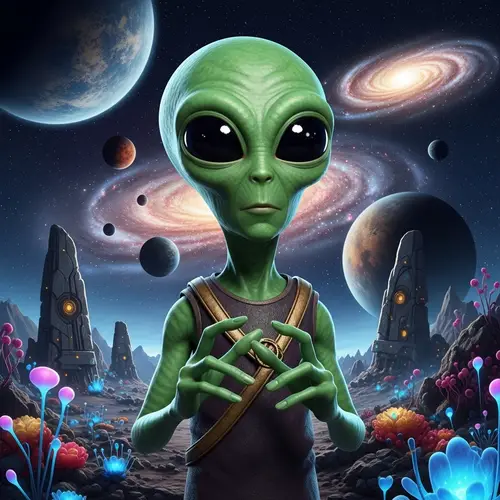 Unique Alien Being on Mysterious Alien Landscape