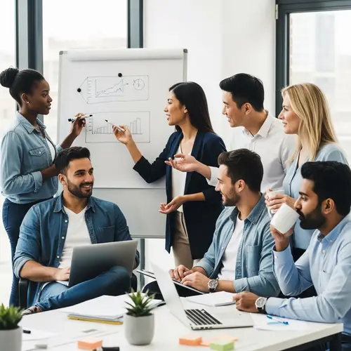 Diverse Office Workers Collaborating on a Project | Teamwork Scene