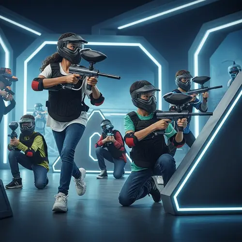 Kids Playing Paintball in a High-Tech Arena